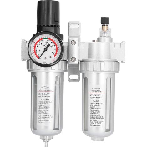 Filtre à air régulateur de pression en alliage d'aluminium, séparateur eau-huile avec manomètre, kit pour ingénierie mécanique SFC200 (1/5)