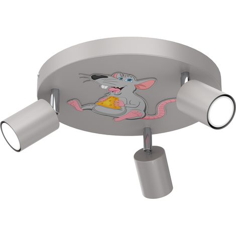 Plafonnier 3 spots orientables gris GU10 Luminex Fun