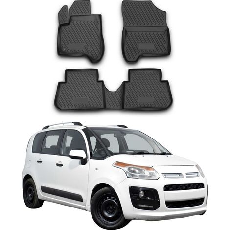 OMAC Tapis de Sol pour Citroen C3 Picasso 2009-2016 en Caoutchouc Noir