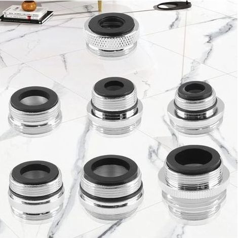 Adaptateur de robinet 7 pièces, adaptateur d'aérateur mâle femelle, adaptateur de robinet d'évier en laiton pour connecter un filtre à eau, un tuyau standard via inverseur (1/5)