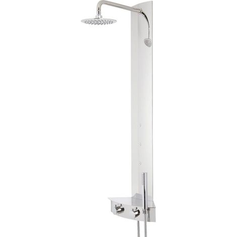 Hudson Reed – Colonne de douche thermostatique d'angle avec pommeau carré 20cm – Douchette et buses de massage – Laiton massif chromé – Technologie anti-brûlures (1/6)