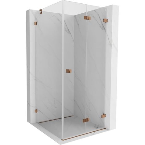 Mexen Lunar-F cabine de douche pliante droite 80 x 80 cm, transparent, or rose- 836-080-080-60-00-P (1/5)