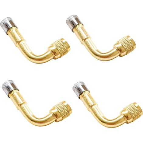 4pcs Rallonge De Valve, Adaptateur 90 Degrés, Cuivre, Étanche, Pour Voiture Moto Vélo (1/5)