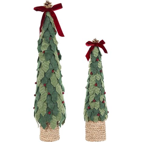 Set di 2 statuette ad albero di Natale verdi in feltro fatte a mano Simoniemi (1/5)
