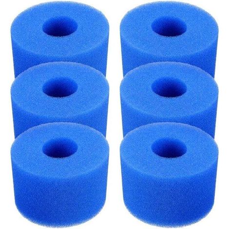 Lot de 6 cartouches de filtre de piscine réutilisables et lavables en mousse 108×73×40mm (bleu) (1/4)