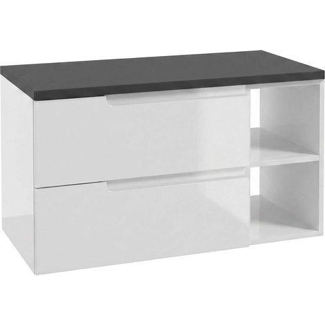 kielle Oudee - Mueble con encimera debajo del fregadero 90x50x45 cm, versión izquierda, blanco brillo/negro mate 50002S93L0 (1/5)