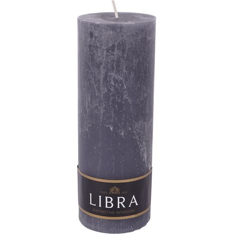 Dark Pewter Rustica Pillar Candle - Paraffin Wax - L7 x W7 x H19 cm - Grey