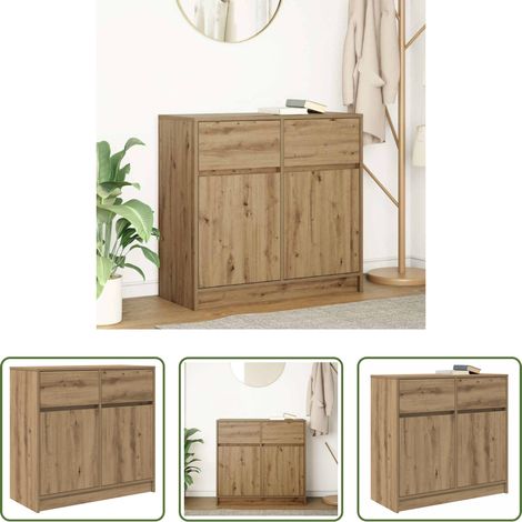 Schrank mit Schubladen - Sideboard mit Schublade Artisan-Eiche 80x34x76 cm Holzwerkstoff (1/5)
