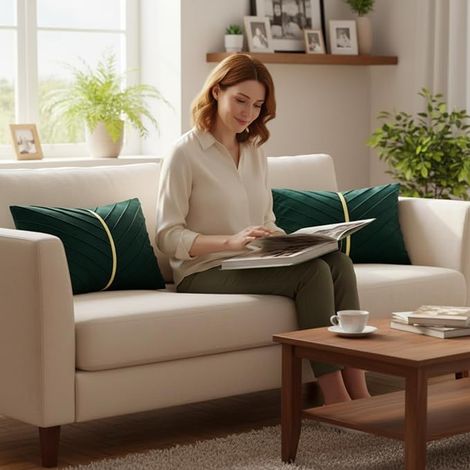 Housse Coussin Velours Vert Rectangular Cushion Cover 30x50 de Canapé Taie d'oreiller de Couleur Pure Doux Moderne pour Exterieur Jardin (1/3)