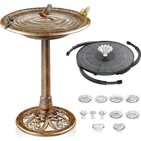 Kit de pompe solaire pour fontaine 3,5 W, adapté aux bains d'oiseaux, aux bassins de jardin extérieurs, buses réglables. (1/5)