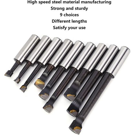 Kit de 9 fraises à aléser type F1 3/8 pouce pour tour CNC, outils de fraisage en acier rapide pour pièces de tour (1/5)