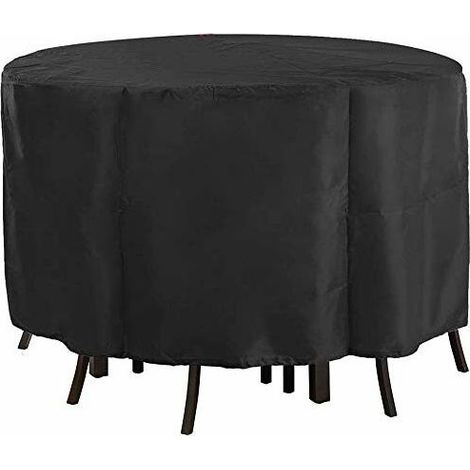 Table De Jardin Ronde, Housse De Chaise De Table De Patio Ronde, Housse De Meubles De Patio D'extérieur Oxford Robuste Résistante Au Vent, à L'eau Et Aux UV - Comme Montré, 142x68cm (1/4)