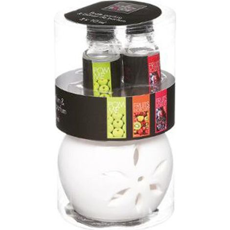 Brûle-Parfum & 3 Flacons d'Huiles "Pura" 10ml Fruits (1/2)