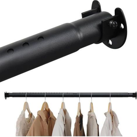 Rail de penderie réglable de 40 à 212 cm. rails de suspension extensibles pour vêtements. tringle de placard robuste pour armoire. noir (1/4)