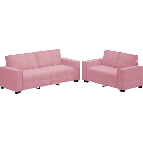 2-tlg. Sofagarnitur mit Kissen Rosa Samt vidaXL (1/5)