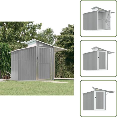 Geräteschuppen Grau 270x130x208,5 cm Verzinkter Stahl - Gartenschuppen - Geräteschuppen - Werkzeuglager - Außenaufbewahrung - Gartenorganisation (1/5)