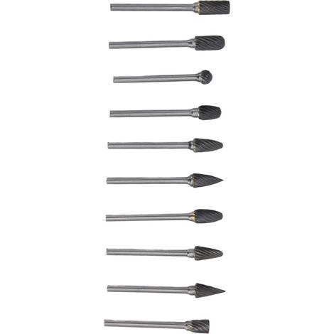 Lot de 10 limes rotatives en carbure cémenté, tête de meulage haute vitesse à double coupe en acier au tungstène pour polissage à motif unique (1/5)