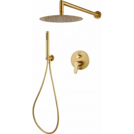Soffione Set Doccia Incasso 25cm A 2 Vie Oro Soffione Doccetta Completo 87896