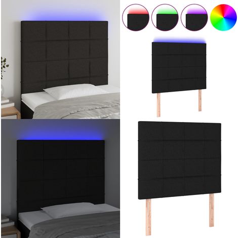 Cabecero con luces LED tela negro 80x5x118/128 cm - Cabecero de cama - Luz LED para cama