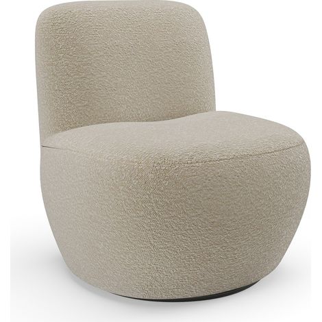 Fauteuil de salon pivotant en tissu bouclette taupe (1/5)