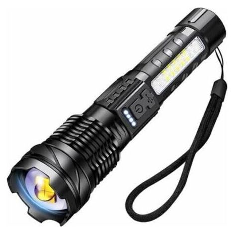 Extrem leistungsstarke LED-Taschenlampe mit 20.000 Lumen – 500 m Leuchtweite – USB-C-aufladbar – 7 Leuchtmodi – Clip für Camping und Notfälle (1/4)