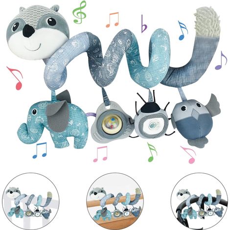 1 spirale d'activités pour bébé, jouet suspendu pour poussette, berceau et siège auto, avec miroir, clochettes et boîte à musique (1/5)