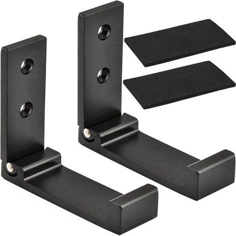 Klappbarer Kleiderhaken aus Aluminium, wandmontierter Klappkleiderhaken, Helmhaken, 2er-Set (schwarz) (1/5)