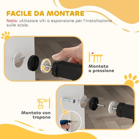 Barrière de sécurité animale, 77x68 cm, noire, pour chiens et chats, à installer dans escaliers ou portes
