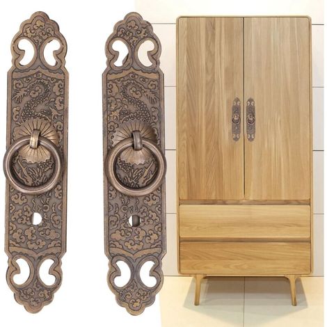 Poignée de porte en laiton Antique, conception exquise, barre droite, poignée de placard pour garde-robe (1/5)
