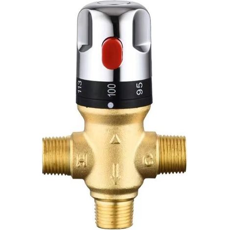Mitigeur thermostatique de salle de bain réglable en laiton, mitigeur eau chaude/eau froide, vanne de régulation de température. (1/5)
