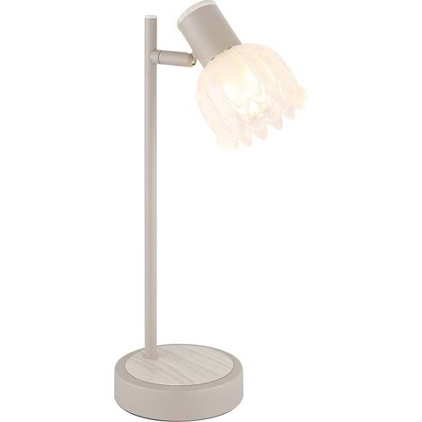 Tischleuchte Beistelllampe Nachttischlampe Blumen sand Glas beweglich Holzoptik