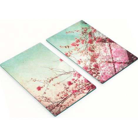 Dekorative Schneide- und Servierbretter aus Glas, Vintage-Blumenmuster, 2 x 30 x 52 cm (1/5)