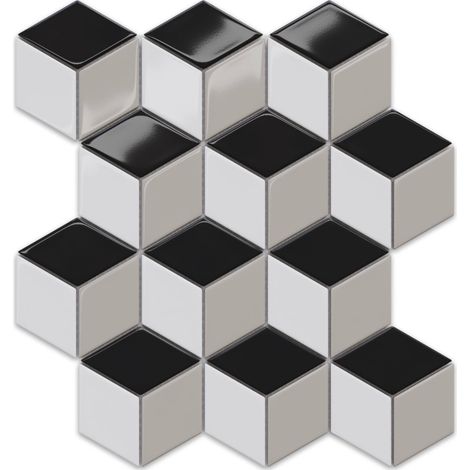 Ilcom mosaico in ceramica su rete per bagno e cucina  25.5cm x 29.5cm - Kubrick (1/5)