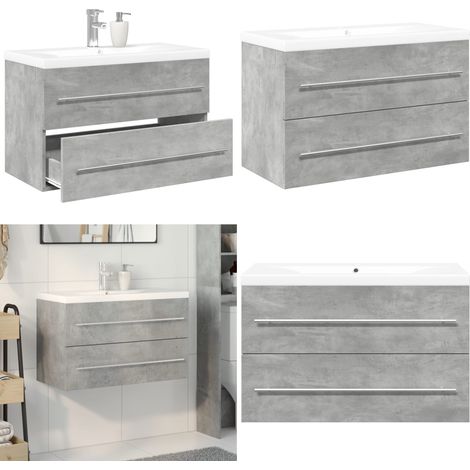 vidaXL Ensemble de meubles de salle de bain 2 pcs gris béton