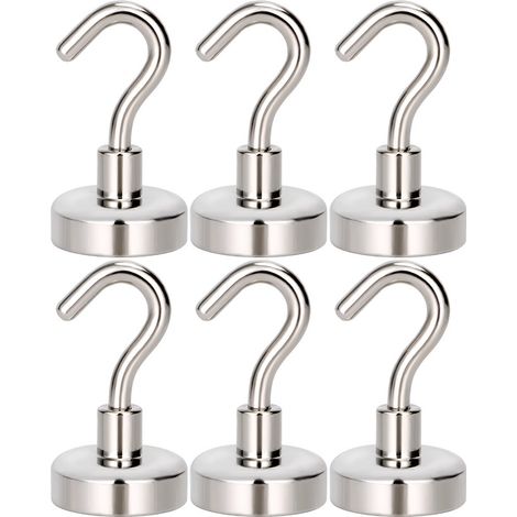 (6 pièces)Crochet magnétique 12 kg Super Puissance d'aspiration Aimants puissants en néodyme Magnétique pour Portes, armoires, plafonds, ferrures