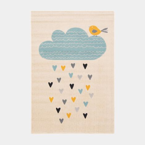 Tapis chambre d'enfant - Petits Cœurs - Beige et motifs colorés - 120 x 170 cm (1/5)