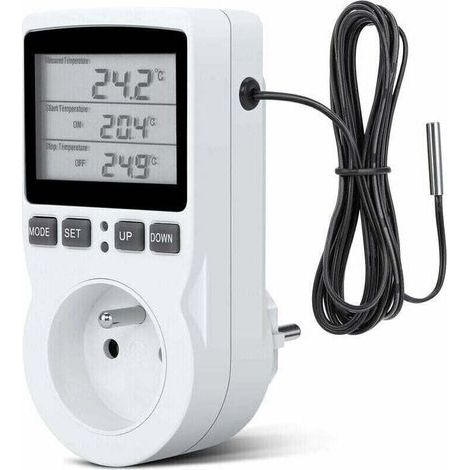 Prise Thermostat Programmable Numérique avec Sonde pour Serre et Aquarium Minuteur Digital de Chauffage (1/5)