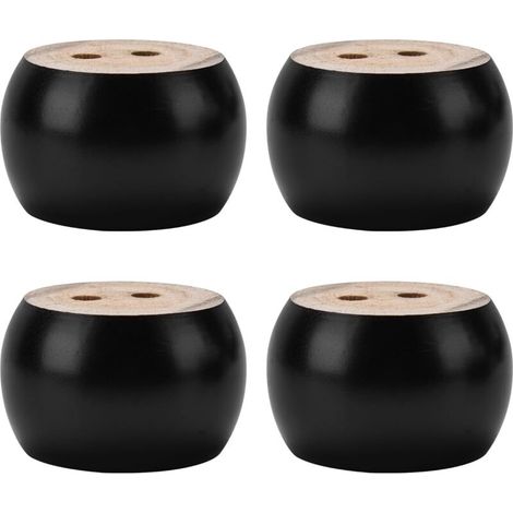 Set mit 4 schwarzen, gedrechselten Möbelbeinen aus Massivholz, 5 cm, Schrauben nicht enthalten, für Sofas, Schränke und Relaxsessel.