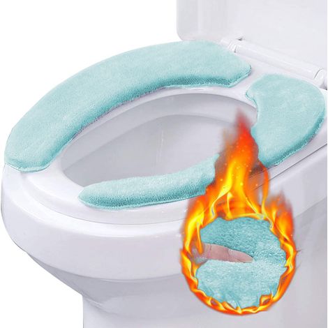 1 paire de coussins de siège de toilette, housse de protection rembourrée, épaisse, chaude, douce et moelleuse, ronde, allongée et lavable, jetable.