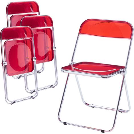 Klappstuhl Pornainen 4er Set Rot, transparent [en.casa]