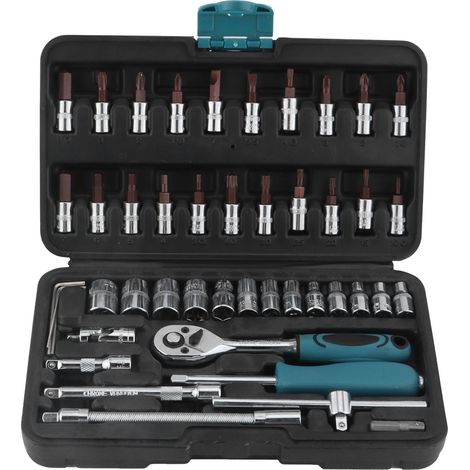 Jeu de clés à douille et tournevis pour réparation auto, cliquet avec coffret outils 21834 (1/5)