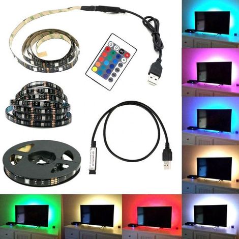 KIT TV STRISCIA STRIP LED USB RGB 5V PER RETROILLUMINAZIONE 2Mt 3 Mt 5Mt 2 METRI (1/5)