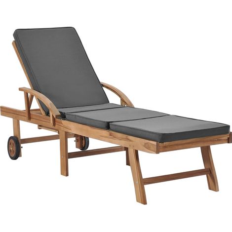 Maison Exclusive - Lettini Prendisole con Cuscini 2 pz Legno di Teak Grigio Scuro