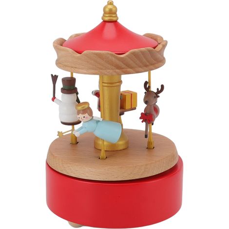 Weihnachtsspieluhr, Holzkarussell, filigran, uhrförmig, Spieluhr, Geschenkdekoration (1/5)