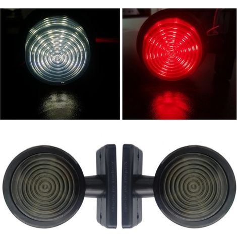 1 pièce 12–24 V feu de gabarit latéral à LED (en forme de corne) avec lentille teintée, blanc-rouge