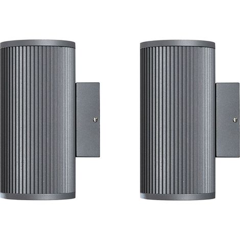 2er SET Außenwandlampen Up & Downlight Aluminium Grau, H 20,5cm (1/4)