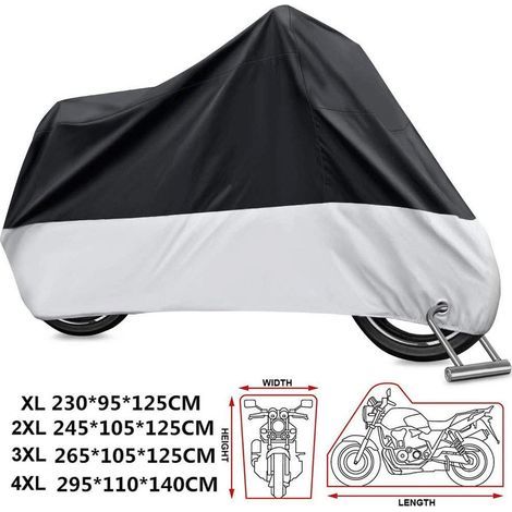 Motorrad-Schutzhülle, Motorradplane, Rollerabdeckung, wasserdicht, UV-beständig, staubdicht, abschließbar, 295 x 110 x 140 cm (1/5)