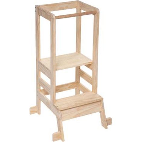 Atmosphera – Tour d'observation enfant 90cm beige – Bois de pin robuste – Capacité de charge 150 kg – Dimensions L. 51 x l. 51 x H. 90 cm (1/2)