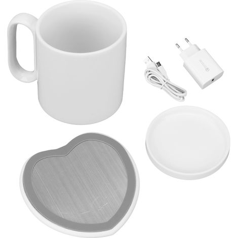 Tasse Chauffe-Café en Forme de Coeur, 2 Réglages de Température Constante pour Thé Lait Téléphone Casque, Prise UE 110-220V (1/5)