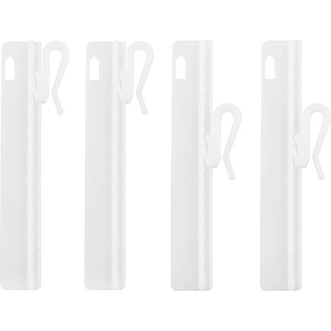 Lot de 16 crochets plissés réglables pour rideaux - Blanc - Accessoire amovible pour stores et voilages (1/5)